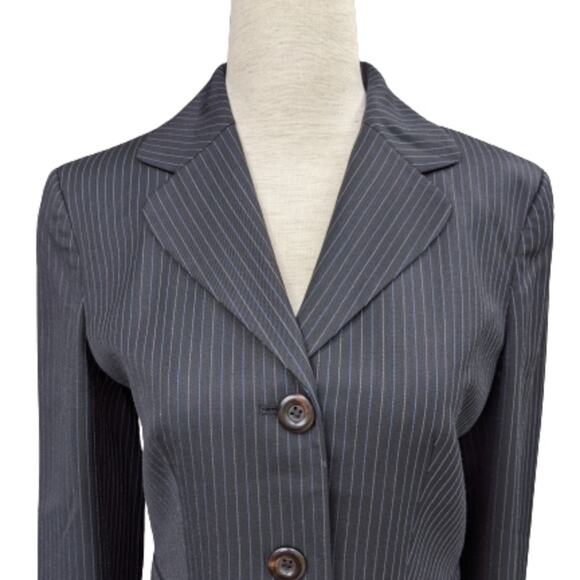 Loft Wool Blend Black Pinstripe Blazer Jacket 2P - Picture 2 of 7
